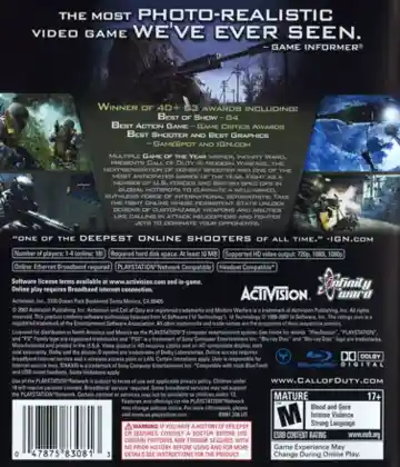 Call of Duty 4 - Modern Warfare (USA) (v1.40) (Disc) (Update) box cover back